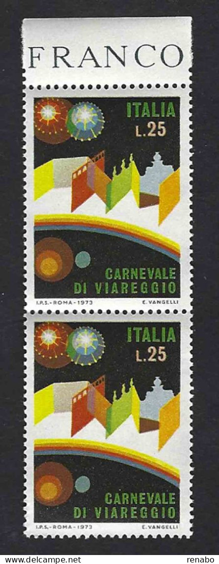 Italia, Italy, Italie, Italien 1973; Carnevale Di Viareggio: Coppia Verticale Con Bordo Superiore. New. - Carnavales
