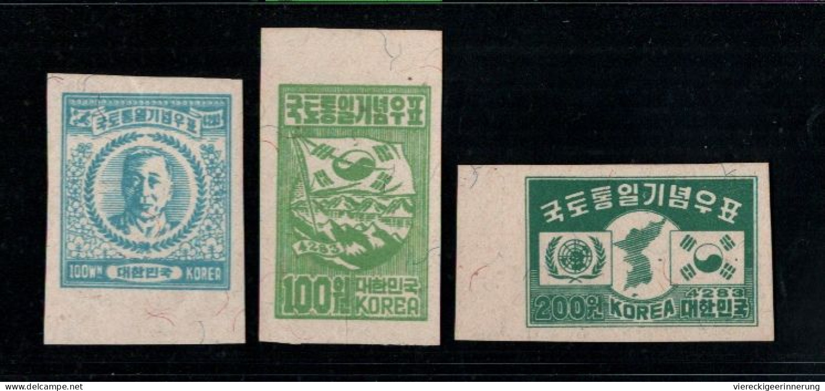 ! Coree, Asia, Asien, 1950 South Korea Unification stamps Nr.69-71 U (*) aus Südkoreas Wiedervereinigungs Blocks 19-21