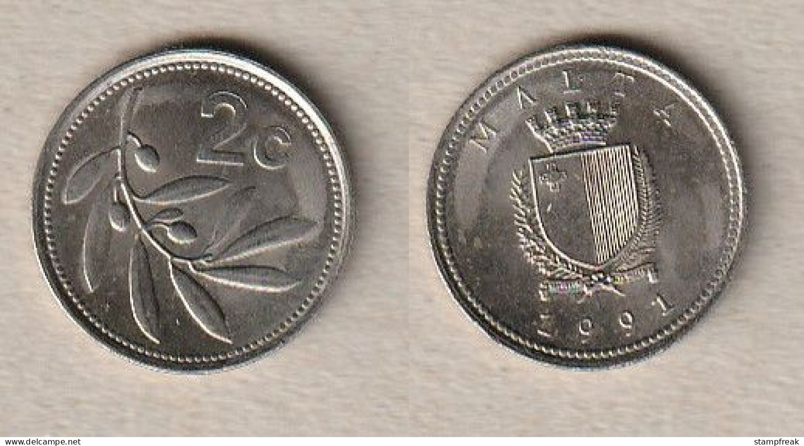 00611) Malta, 2 Cents 1991 - Malte