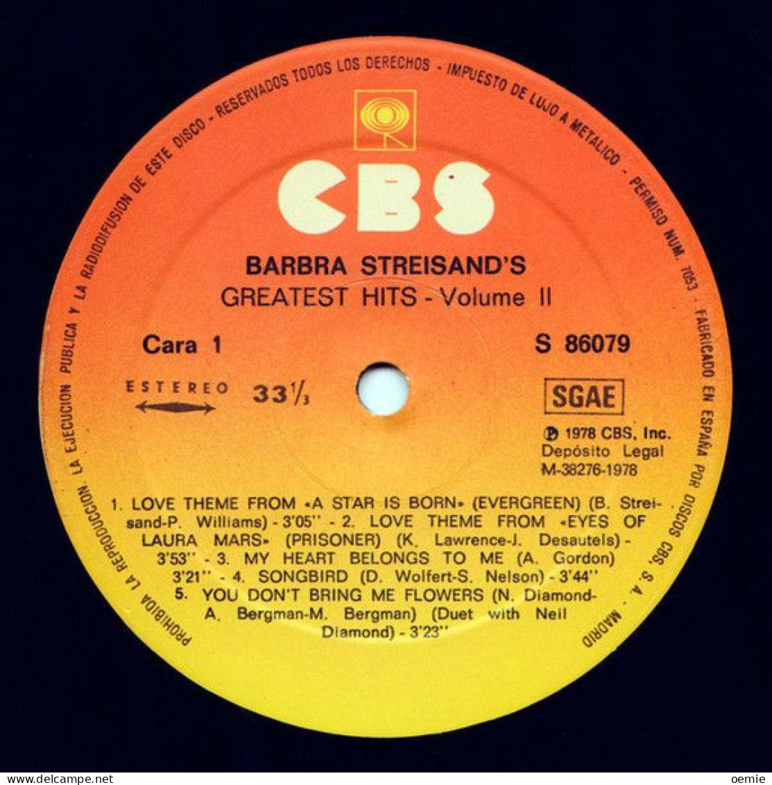 BARBRA  STREISAND  °°  GREATEST HITS VOLUME 2  °°  PRESSAGE ESPAGNE - Otros - Canción Inglesa