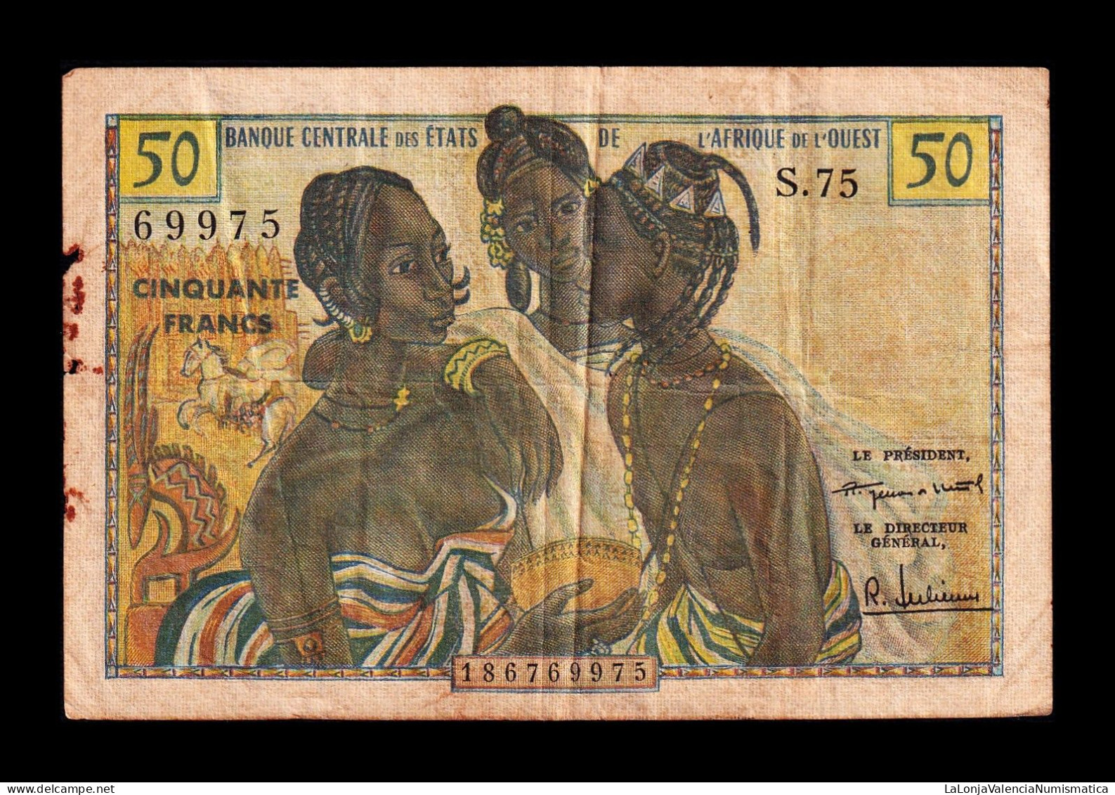 West African St. Estados De África Occidental 50 Francs ND (1958) Pick 1 Bc/Mbc F/Vf - États D'Afrique De L'Ouest