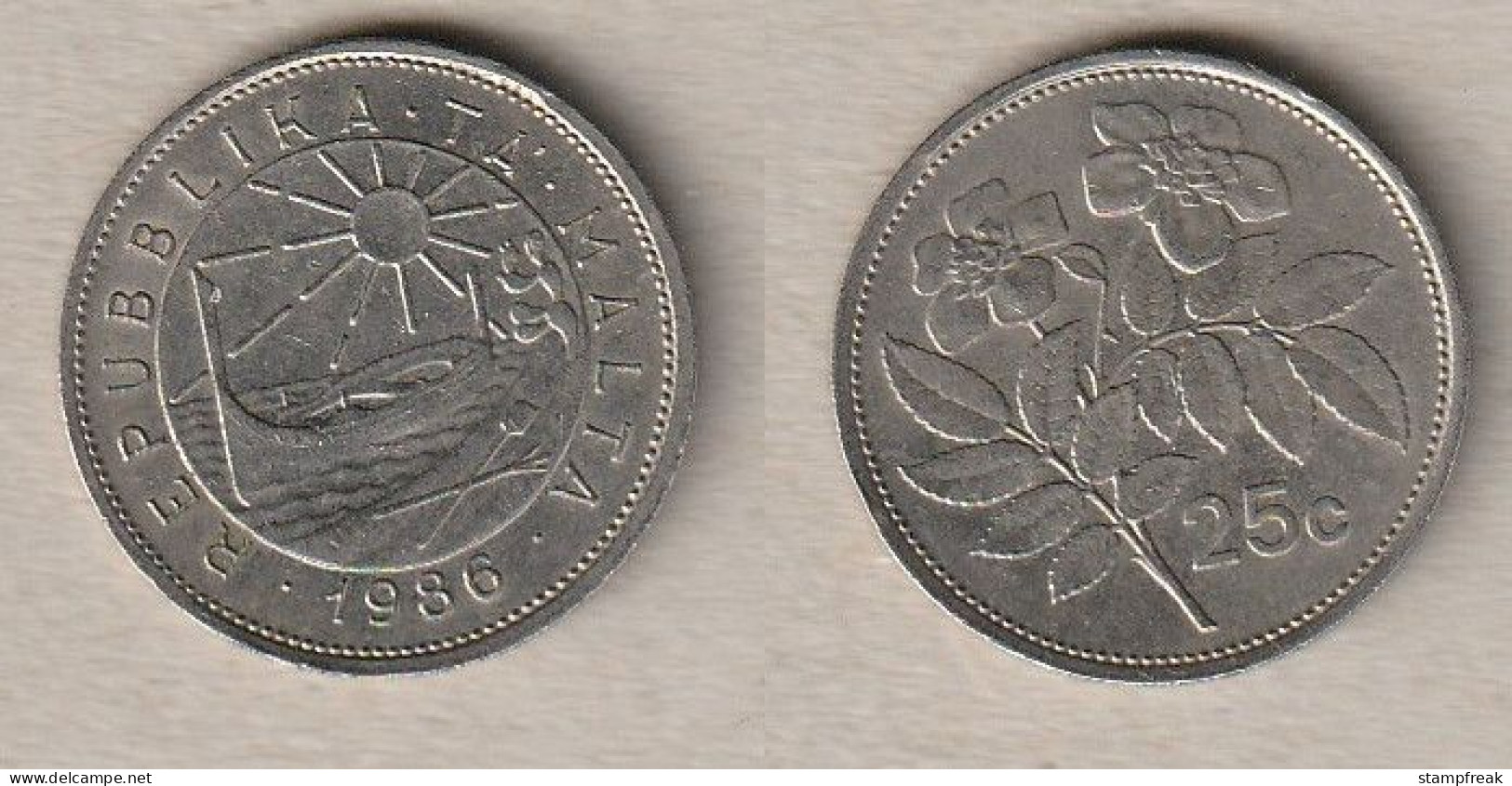 00620) Malta, 25 Cents 1986 - Malte