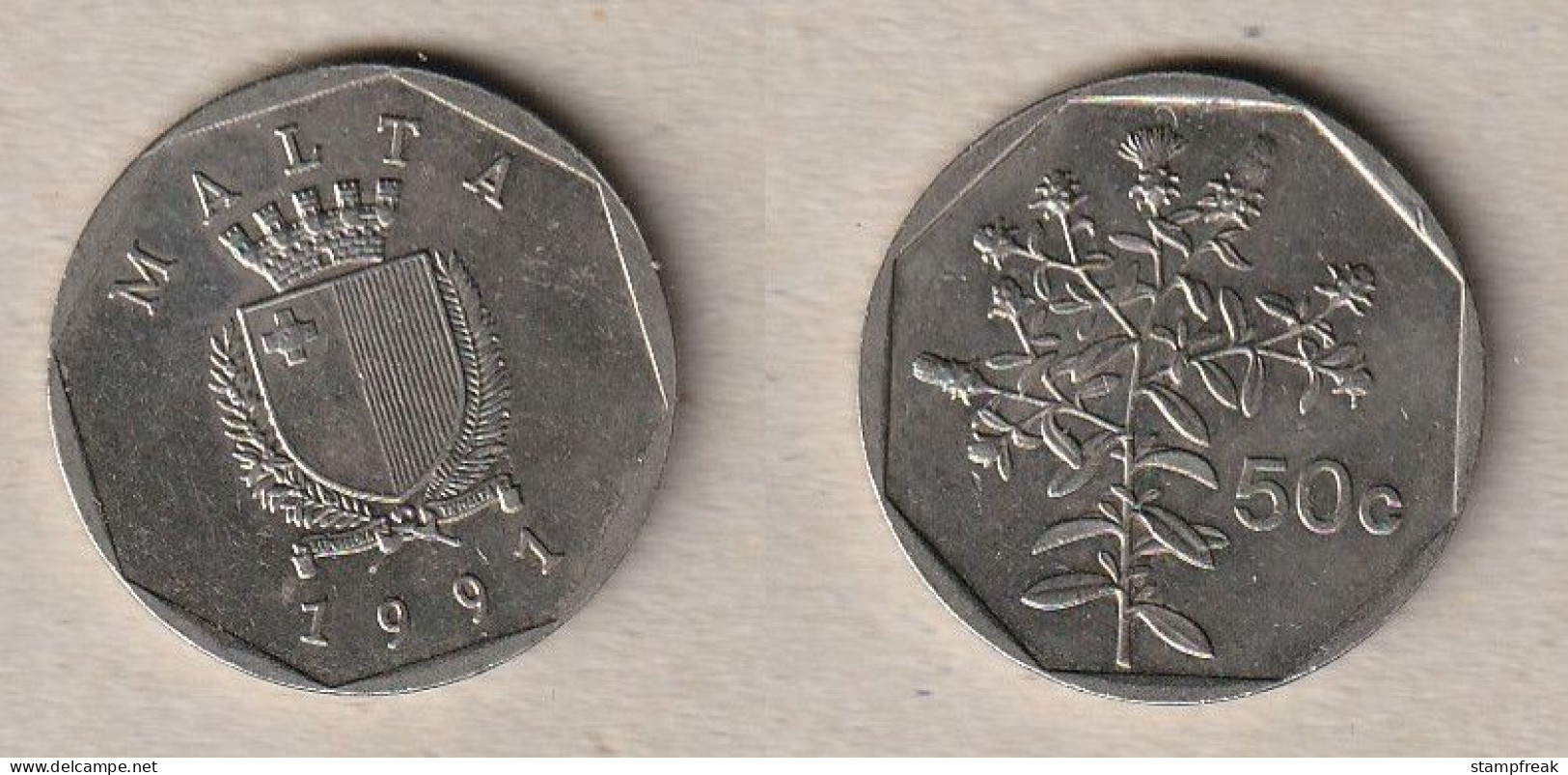 00616) Malta, 50 Cents 1991 - Malta