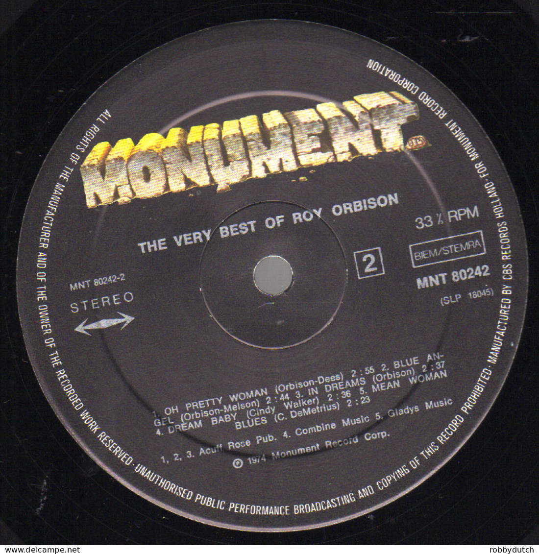* LP *  ROY ORBISON - THE VERY BEST OF ROY ORBISON (Europe 1967 VG) - Disco, Pop