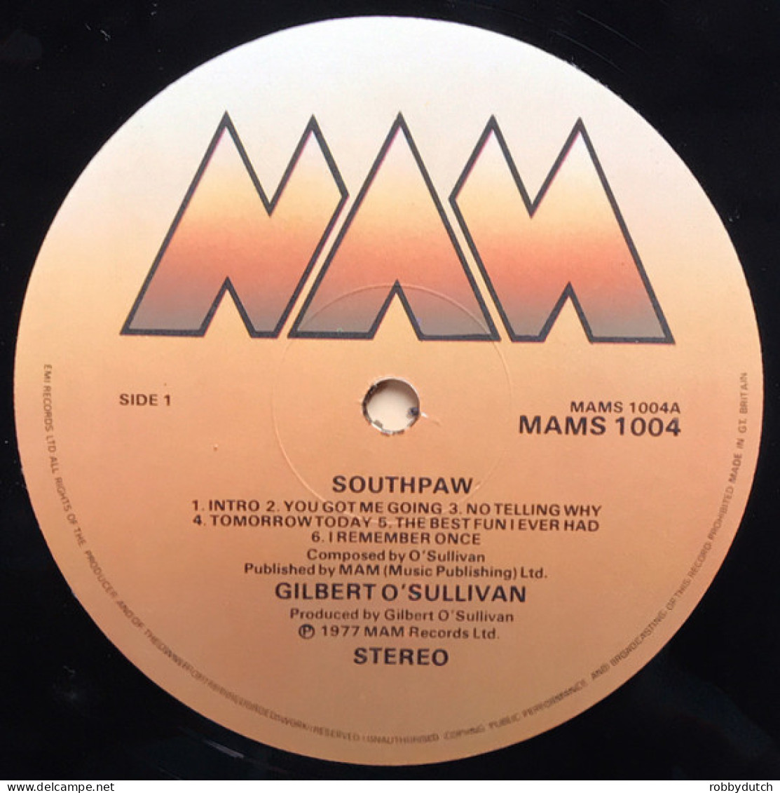 * LP *  GILBERT O' SULLIVAN - SOUTHPAW (England 1977 EX-) - Disco & Pop