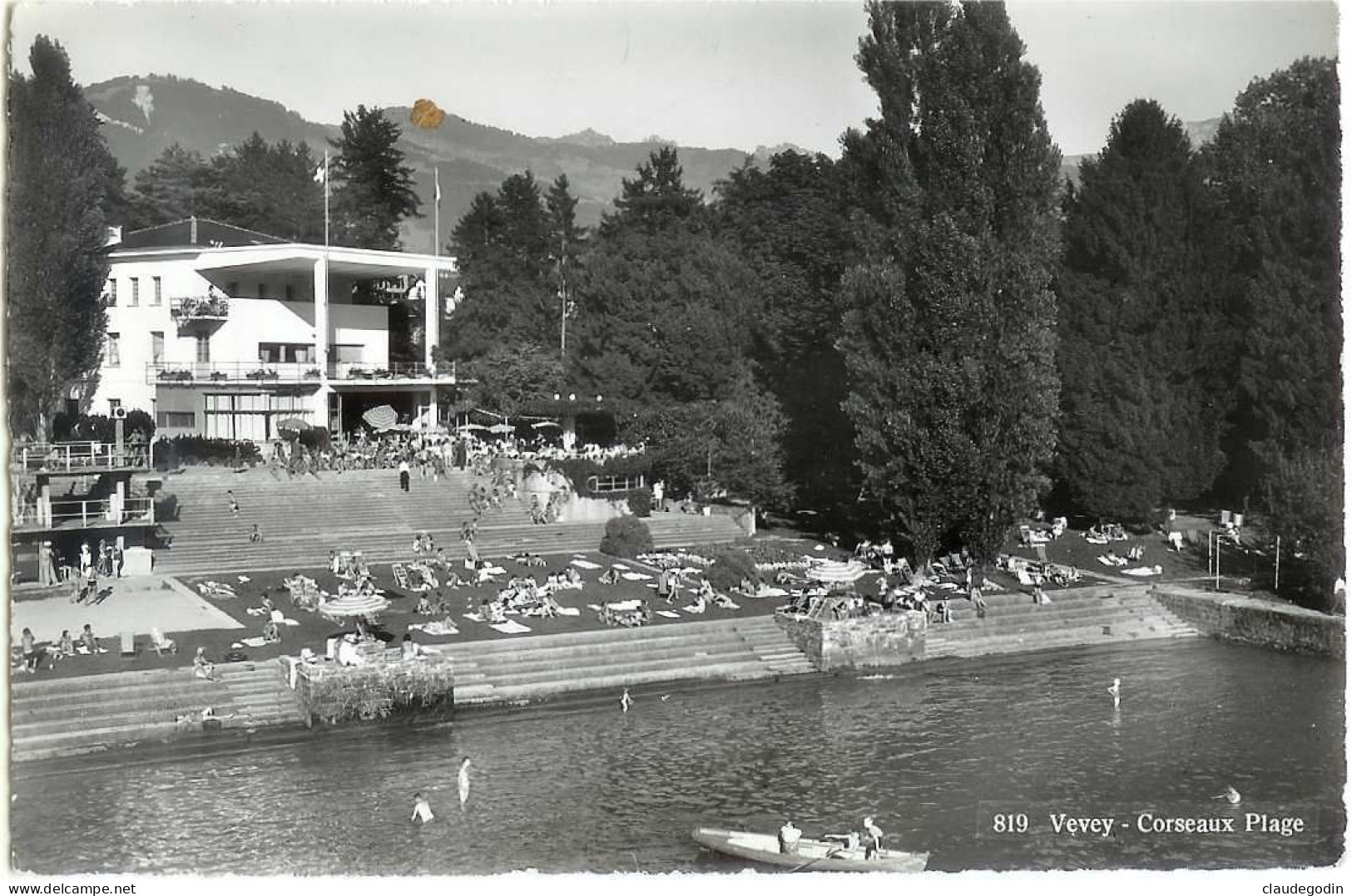 Vevey. Suisse, Vaud. Corseaux Plage. CPSM Pt Format Animée. Baigneurs, Canot.Etat Parfait - Amriswil