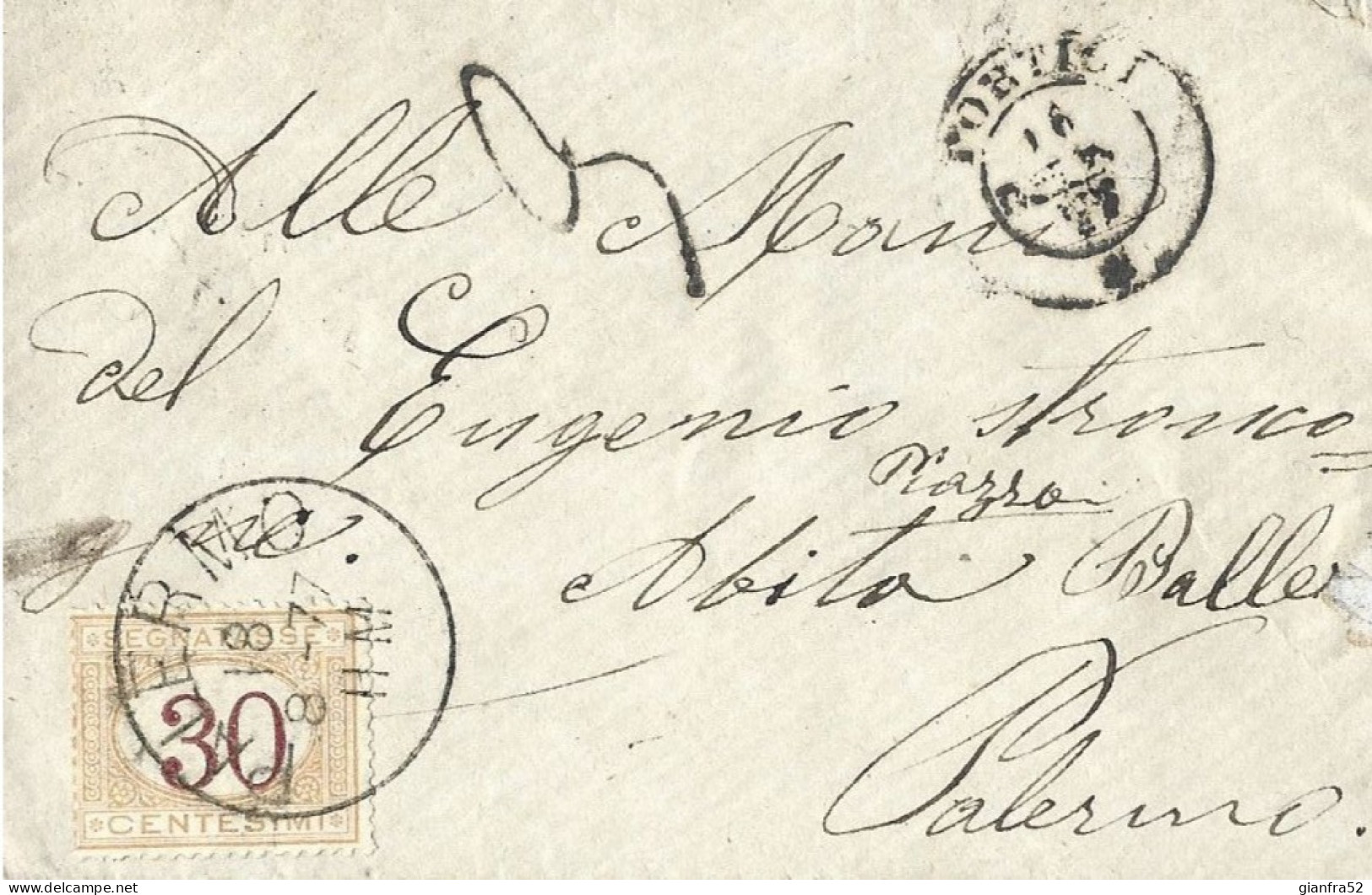 STORIA POSTALE 18/8/1877 LETTERA TASSATA - Postage Due