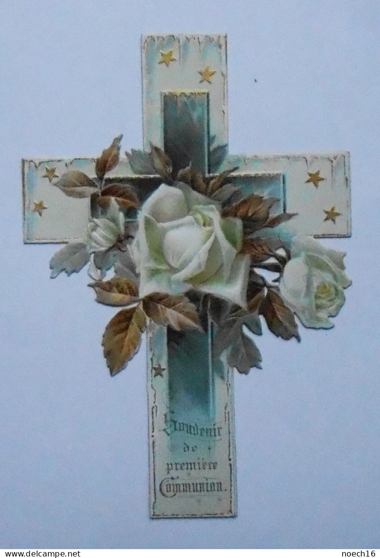 Chromo Gaufrée. Souvenir 1ère Communion. 1919 Patronage Du Sacré-Cœur, Monceau-sur-Sambre - Images Religieuses