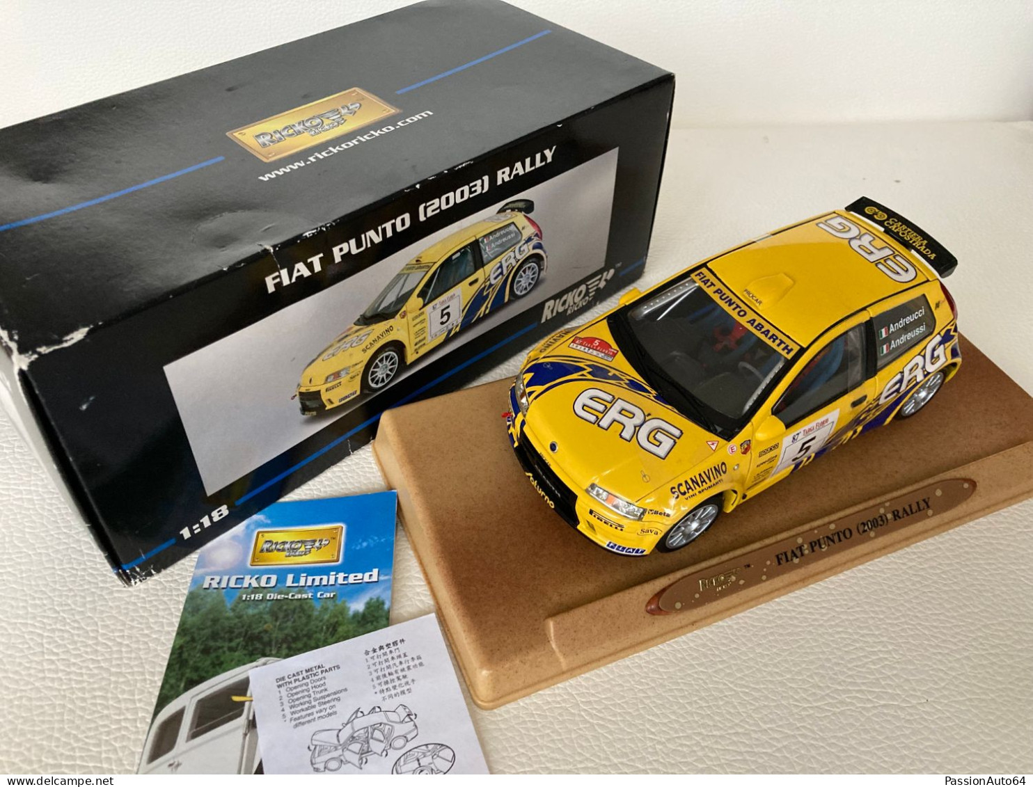 1/18 Ricko Fiat Punto Rally 2003 no Burago Solido Norev Otto Mobile Anson Spark Autoart Kyosho Minichamps BBR CMC Exoto