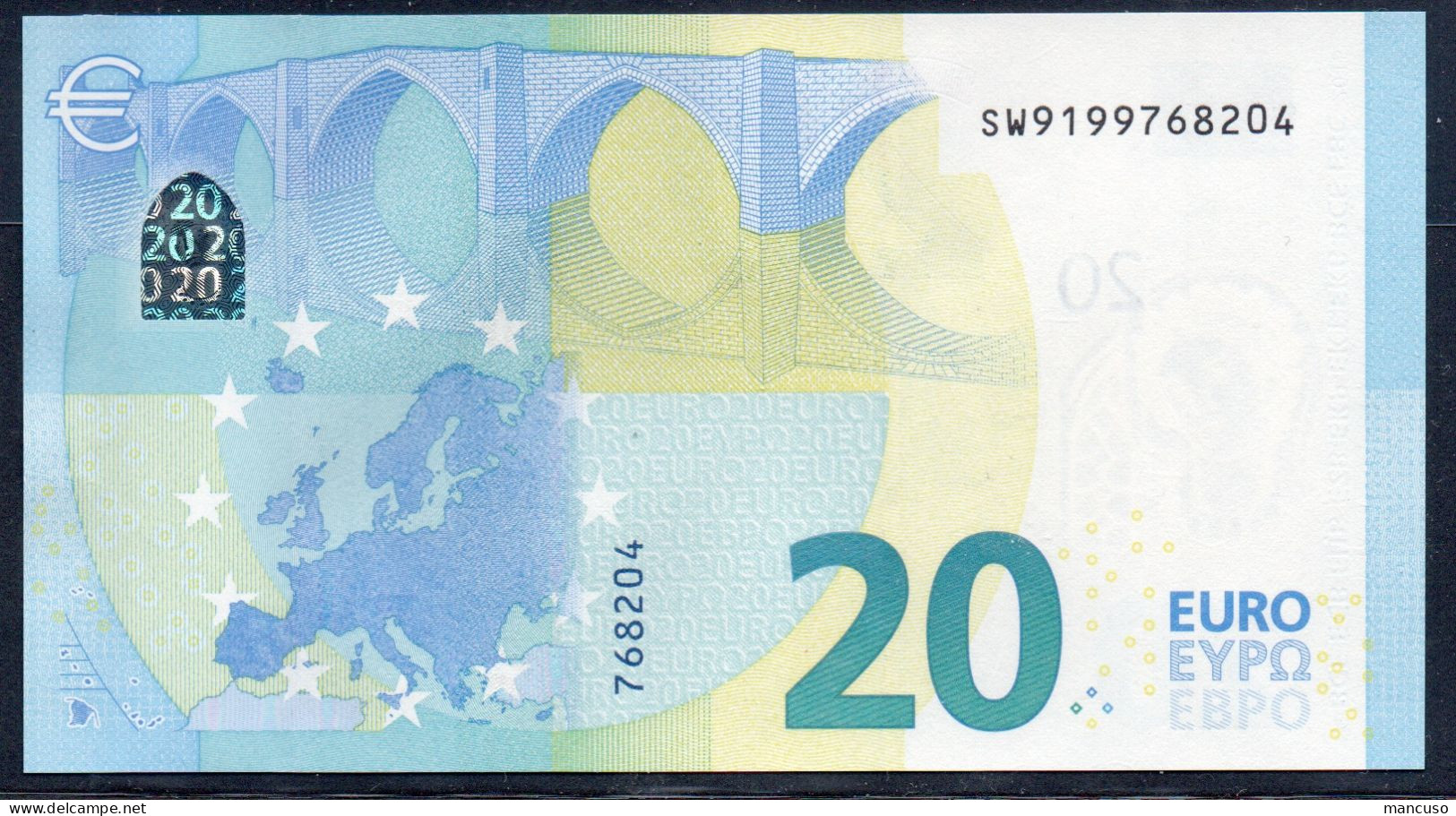 EURO 20  ITALIA SW S028  "19"  LAGARDE  UNC - 20 Euro