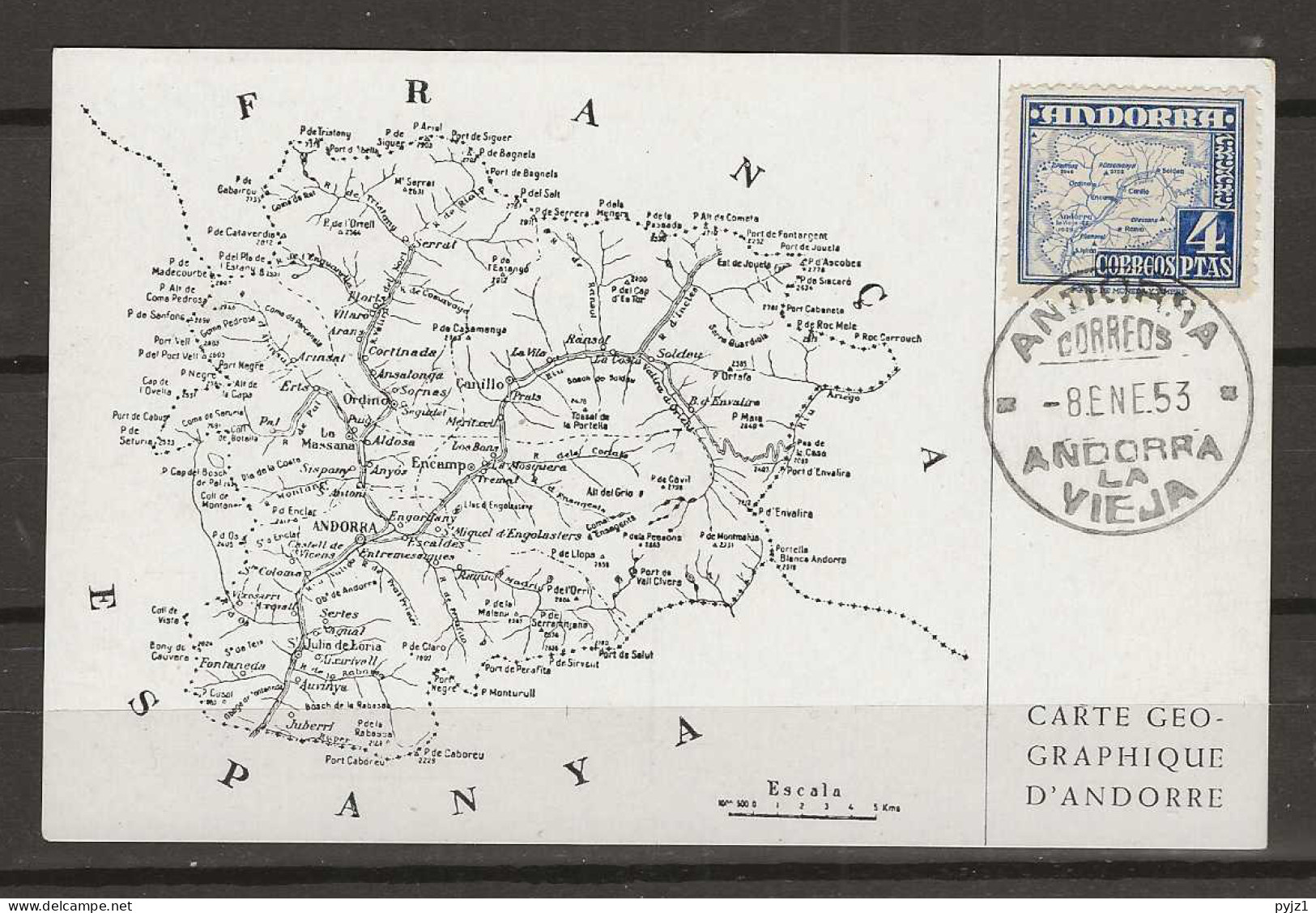 1951 USED Spanish Andorra Mi 56 - Lettres & Documents