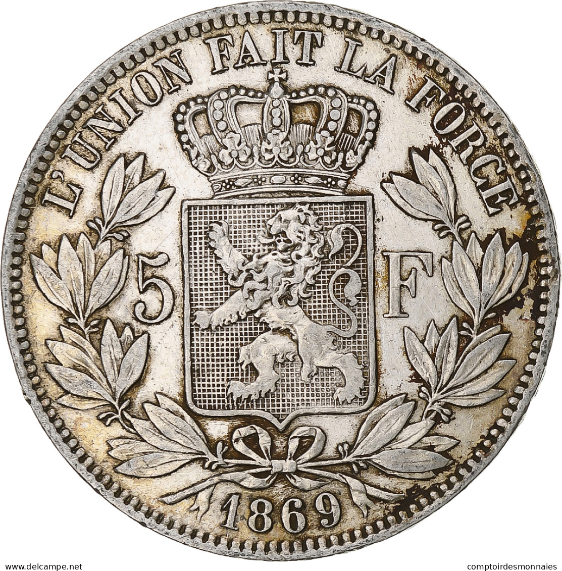 Monnaie, Belgique, Leopold II, 5 Francs, 5 Frank, 1869, TTB, Argent, KM:24 - 5 Francs