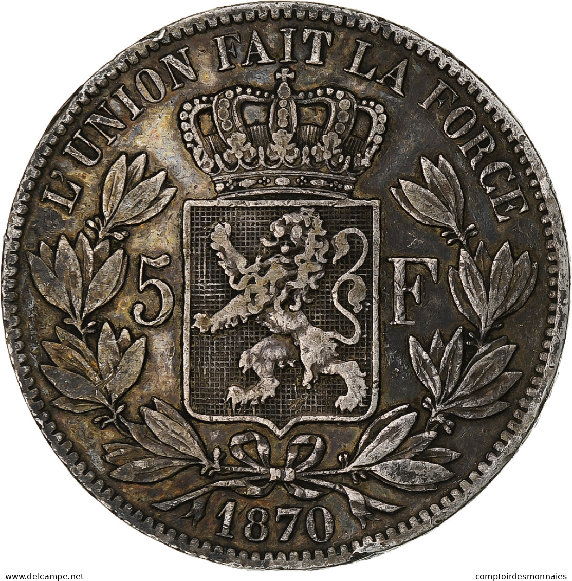 Monnaie, Belgique, Leopold II, 5 Francs, 5 Frank, 1870, Bruxelles, TB, Argent - 5 Francs