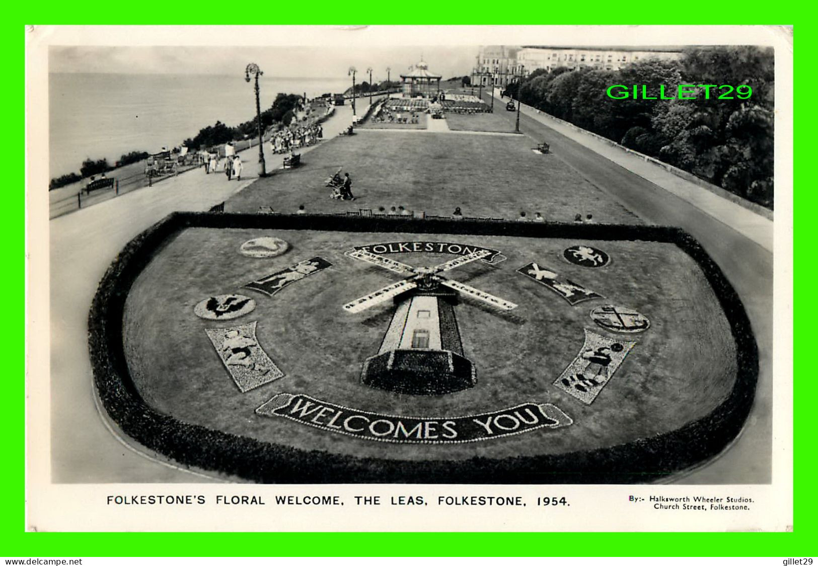 FOLKESTONE, KENT, UK - 6 MULTIVUES -  FOLKESTONE'S FLORAL WELCOME, THE LEAS, 1954 - WRITTEN - HALKSWORTH WHEELER STUDIOS - Folkestone