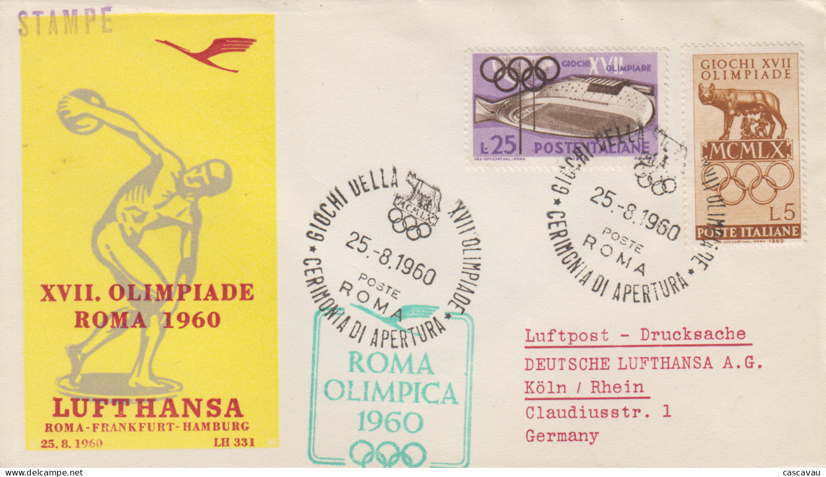 Enveloppe  FDC  1er  Jour   ITALIE   Ouverture   Des   Jeux   Olympiques   ROME   1960 - Zomer 1960: Rome