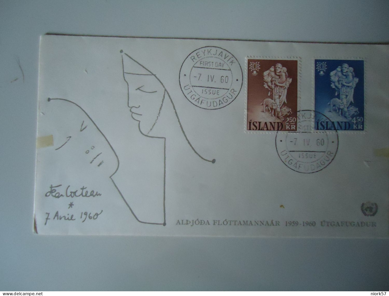 ICELAND   COVER 1960 REGUGEES - Réfugiés