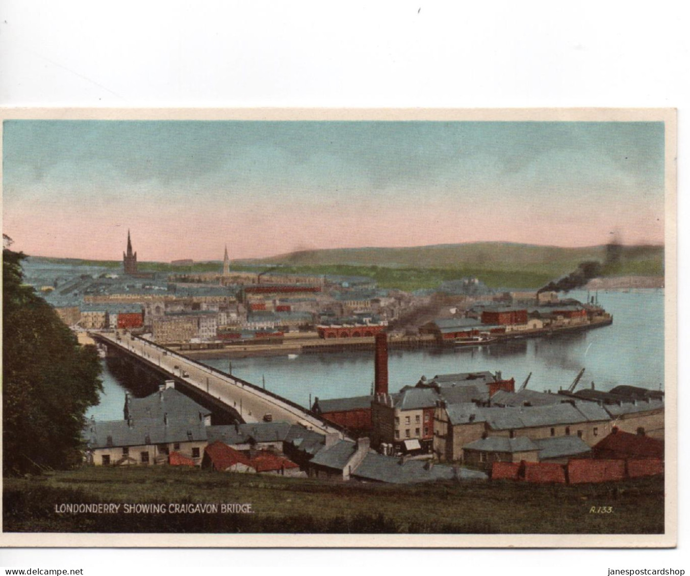 COLOURED POSTCARD - LONDONDERRY SHOWING CRAIGAVON BRIDGE - NORTHERN IRELAND - Londonderry