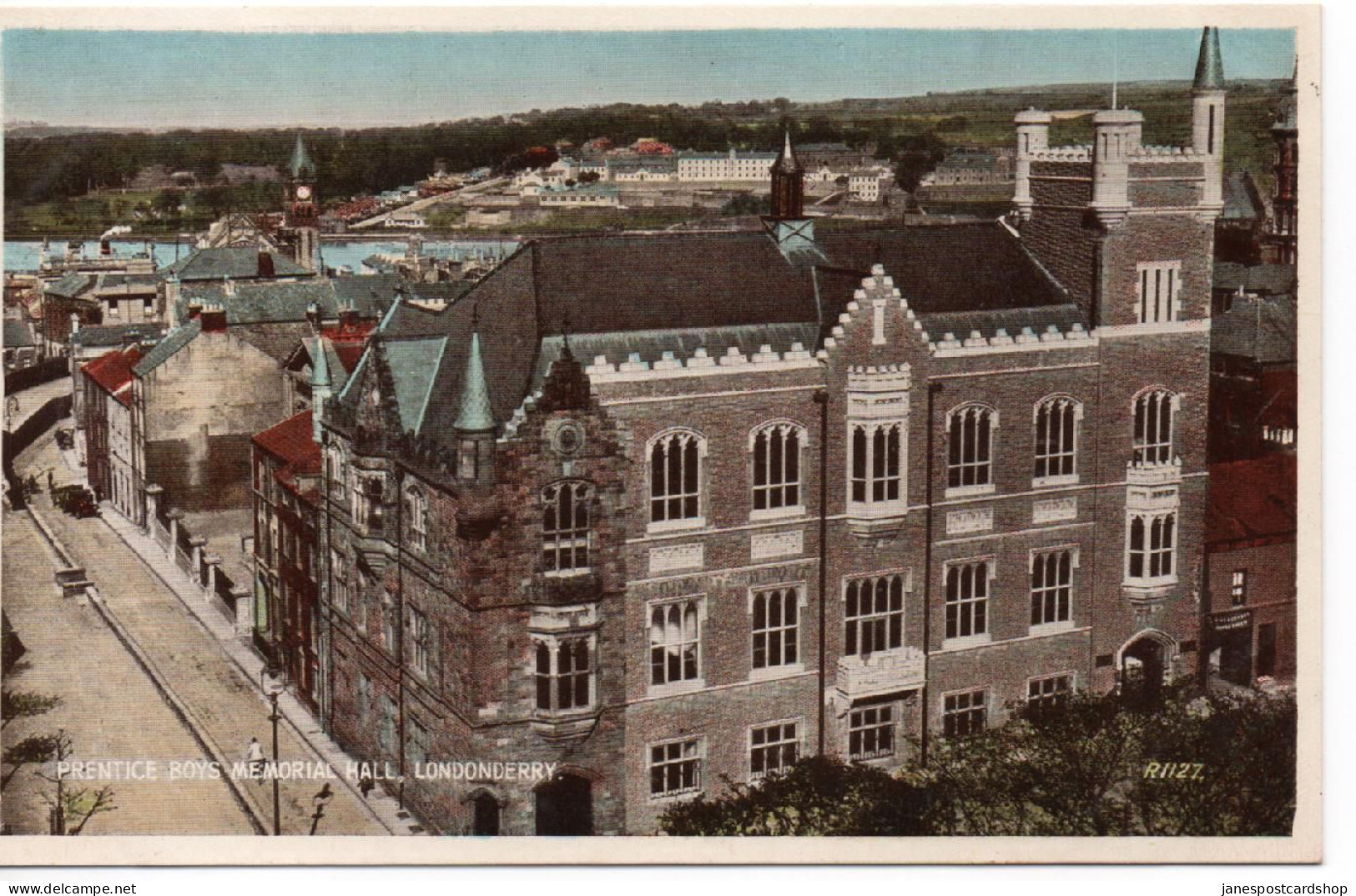 COLOURED POSTCARD - PRENTICE BOYS MEMORIAL HALL - LONDONDERRY  - NORTHERN IRELAND - - Londonderry