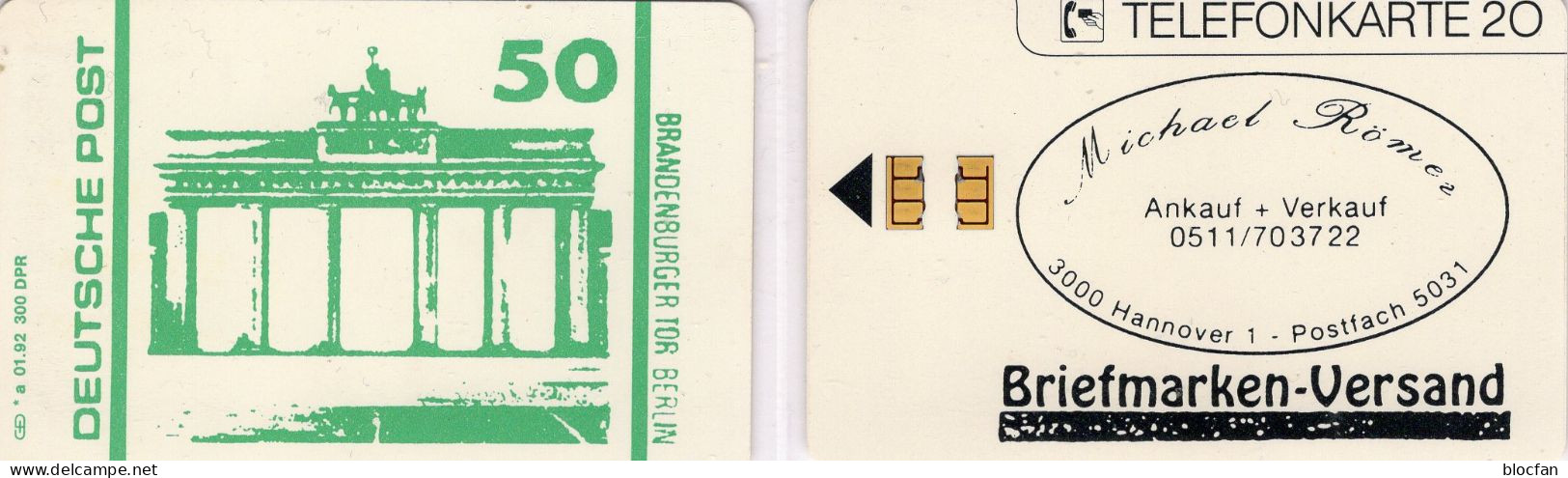 Brandenburger Tor TK N *a 01/1992 300Expl.( K450) ** 150€ Visitenkarte Römer-Versand TC DPost Stamps On Telecard Germany - V-Series : VIP & Visiting Cards