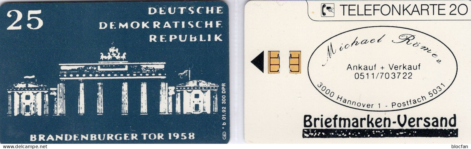 Brandenburger Tor TK N*b 01/1992 300Expl( K450) ** 150€ Visitenkarte Römer-Versand TC DDR 666 Stamps On Telecard Germany - V-Series: VIP-und Visitenkartenserie