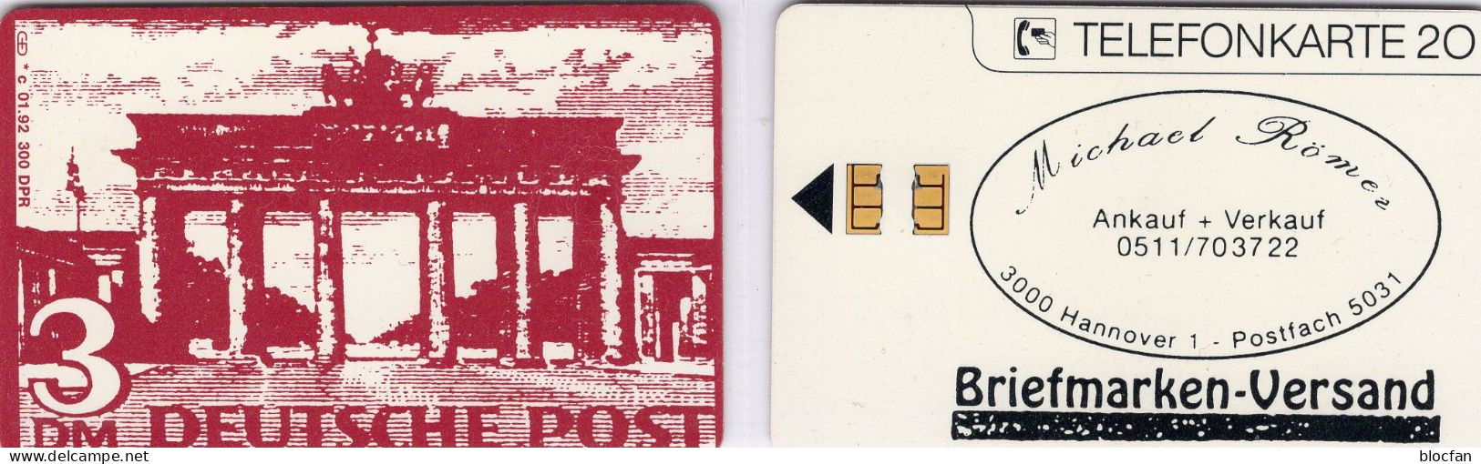 Brandenburger Tor TK N*c 01/1992 300Expl( K450) ** 150€ Visitenkarte Römer-Versand Berlin #59 Stamps On Telecard Germany - V-Series : VIP Et Cartes De Visite