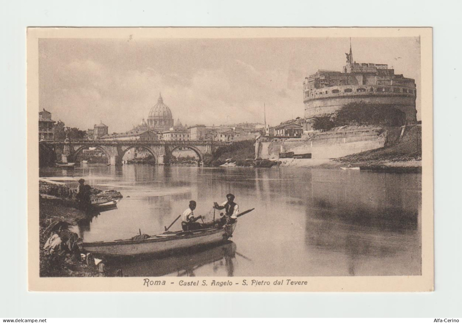 ROMA:  CASTEL  S. ANGELO  -  S. PIETRO  DAL  TEVERE  -  PESCATORI  IN  PRIMO  PIANO  -  FP - Fiume Tevere