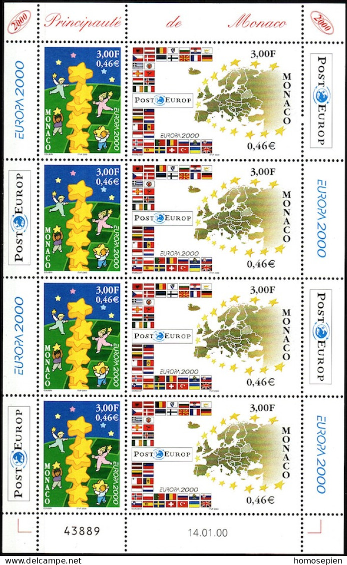 Europa CEPT 2000 Monaco Y&T N°F2248 à 2249 - Michel N°KB2499 à 2500 *** - 2000