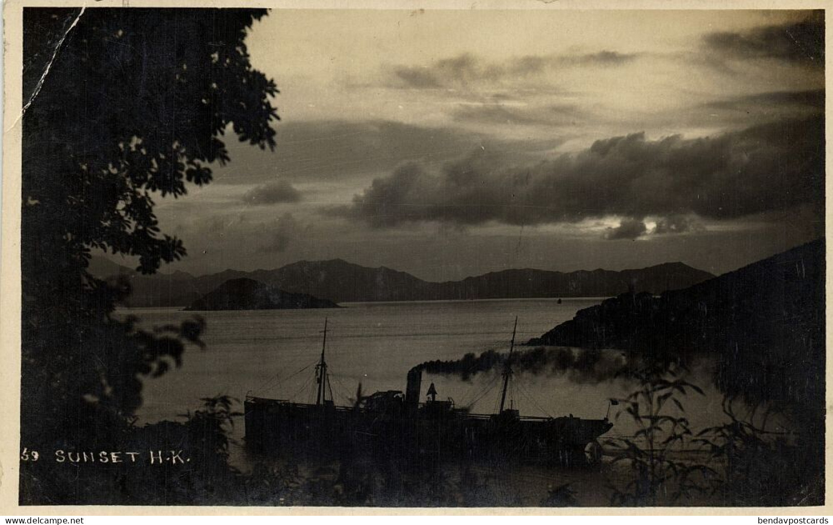 China, HONG KONG, Sunset Panorama (1910s) RPPC Postcard - Chine (Hong Kong)