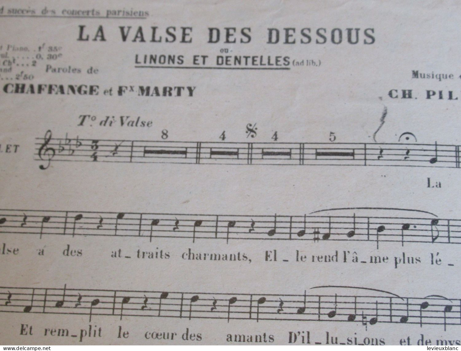 Partition Ancienne/"La Valse Des Dessous "/Zingarella/ Chaffange Et Marty/ Ch. PILLON/Vers1909  PART383 - Sonstige & Ohne Zuordnung