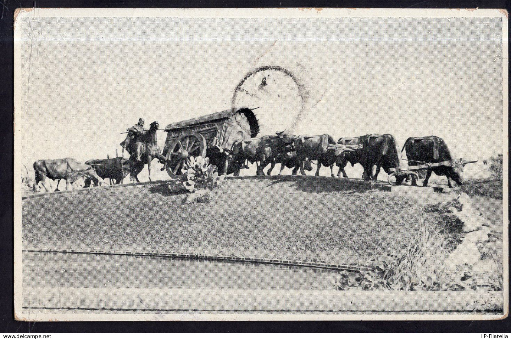 Uruguay - 1938 - Bulls - Bulls Plowing Cart - Bull