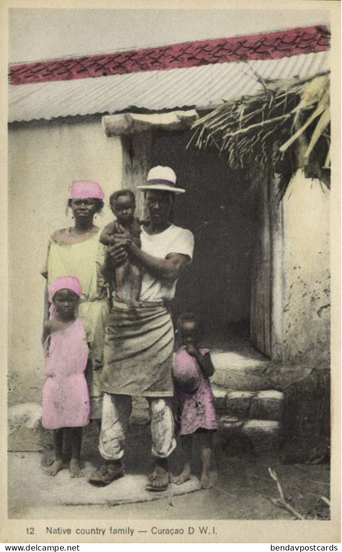 Curacao, D.W.I., Native Country Family (1930s) Sunny Isle No. 12 Postcard - Curaçao