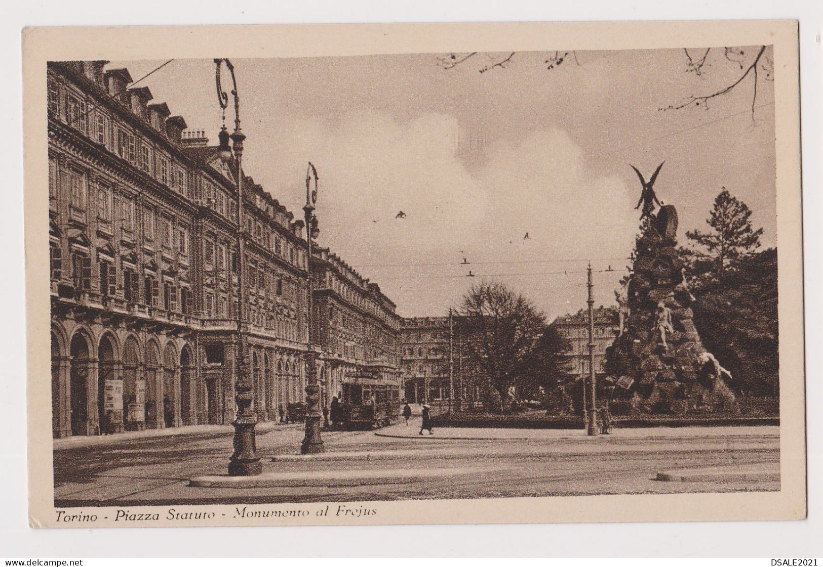 Italy Italia TORINO, Piazza Statuto-Monumento Al Frejus, Buildings, Electric Tram, View Vintage Photo Postcard (66779) - Transportes