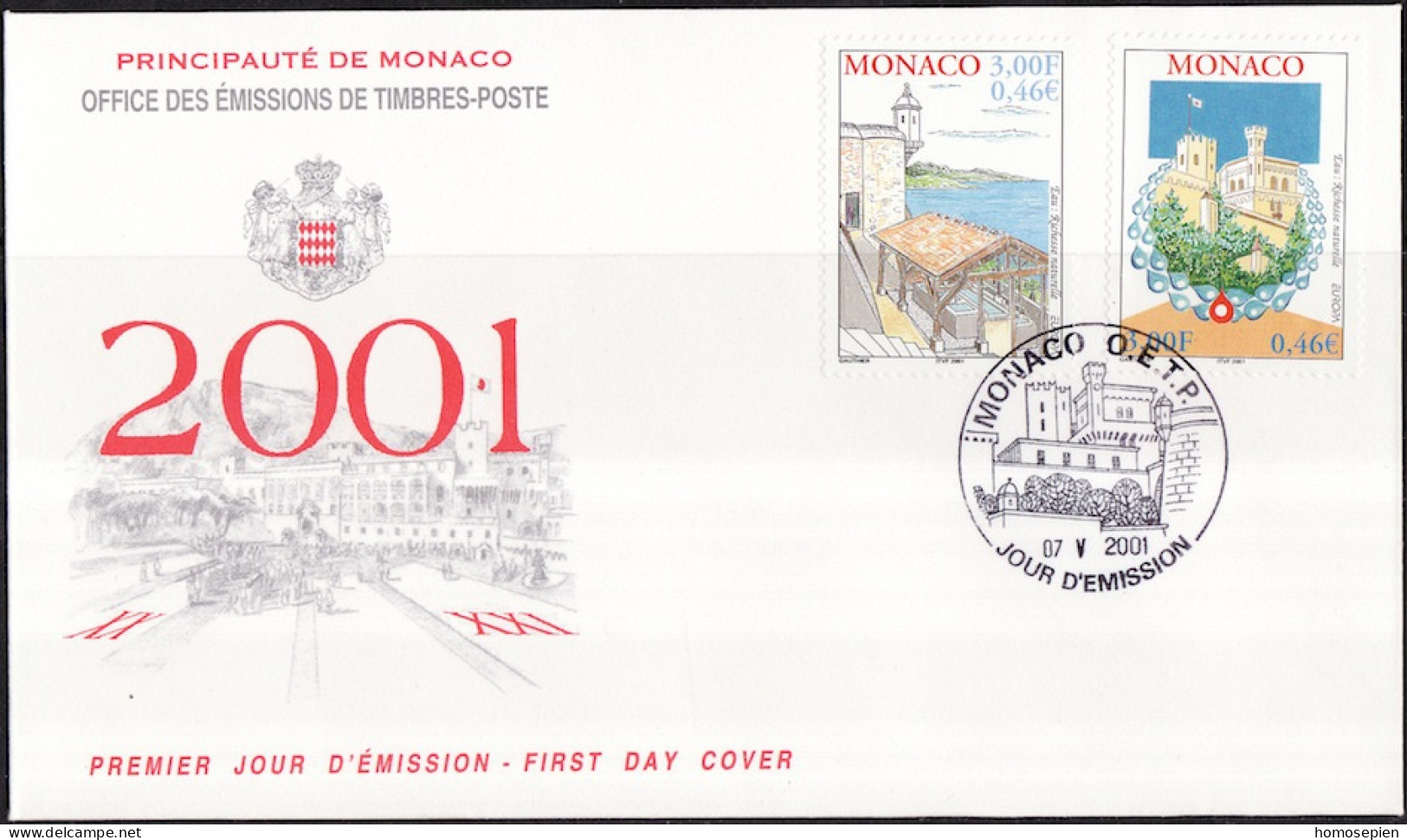 Europa CEPT 2001 Monaco FDC Y&T N°2298 à 2299 - Michel N°2550 à 2551 - 2001