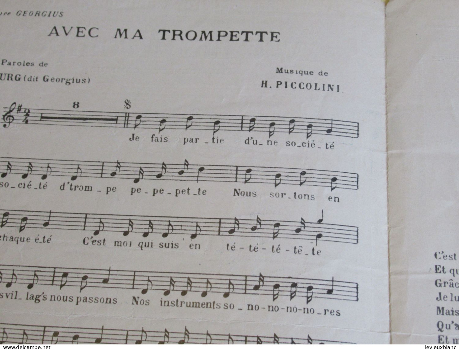 Partition Ancienne/"Avec Ma Trompette " /GEORGIUS (G Guibourg)/ H. Piccolini /Vers1900-1920  PART391 - Otros & Sin Clasificación