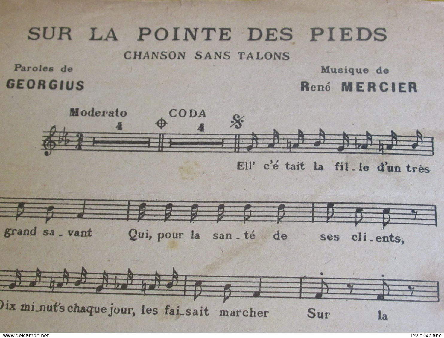 Partition Ancienne/"Sur La Pointe Des Pieds " /GEORGIUS / René MERCIER /Marcel LABBE/Vers1900-1920  PART400 - Otros & Sin Clasificación