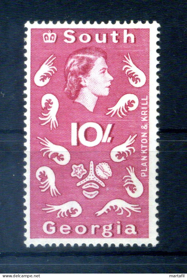 1963-69 FALKLAND Georgia Del Sud N.22 MNH ** 10s. Plancton, Rosa Carminio - Georgia Del Sud