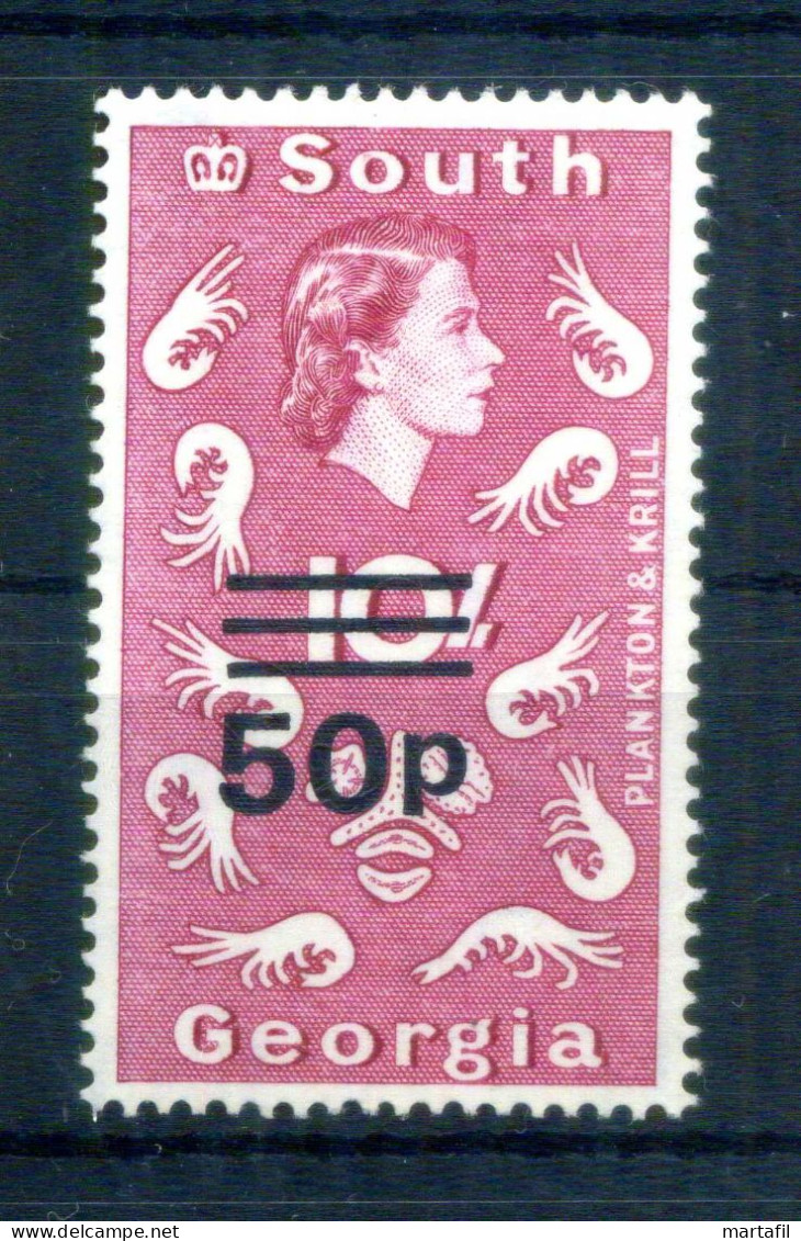 1971 FALKLAND Georgia Del Sud N.38 MNH ** 50p. Su 10s. Rosa Carminio - Südgeorgien