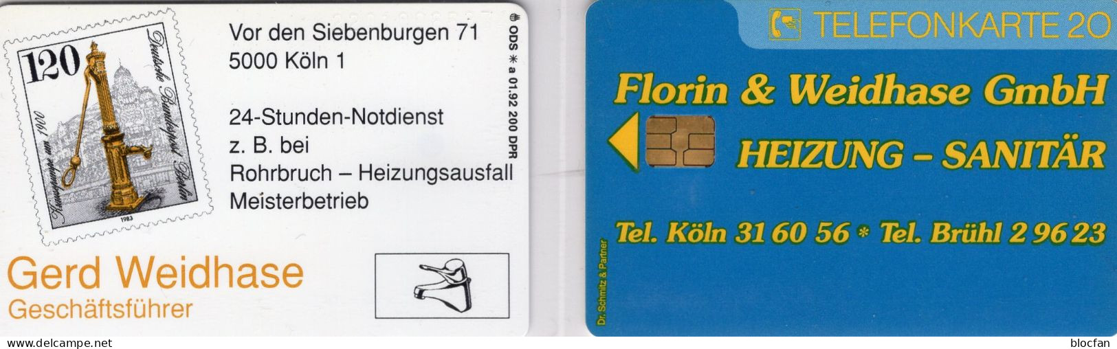 Heizung-Sanitär TK N *a 01/1992 200Expl.(K636) ** 90€ Visitenkarte Weidhase VIP TC Berlin #692 Stamp On Telecard Germany - V-Series : VIP Et Cartes De Visite