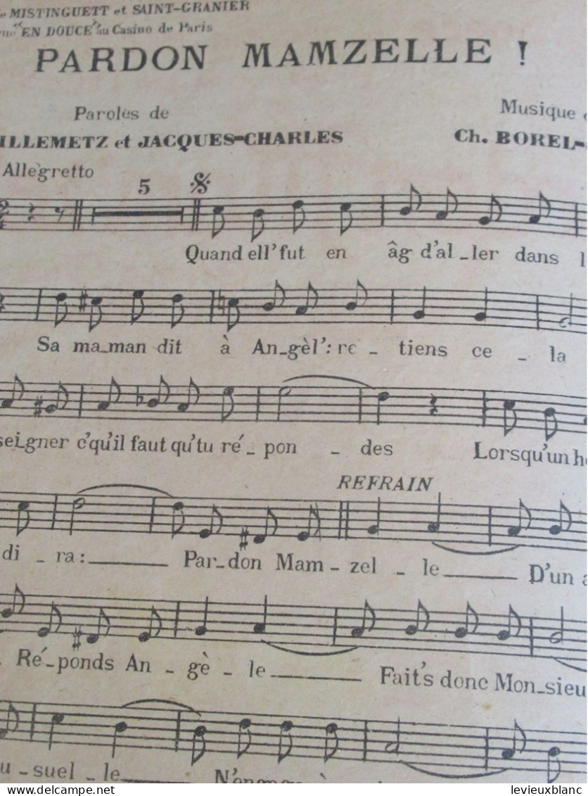 Partition Ancienne/"Pardon Mam'zelle " /Mistinguett Et Saint-Granier / Borel-Clerc /Edition Ch BOREL-Clerc/1923  PART386 - Otros & Sin Clasificación