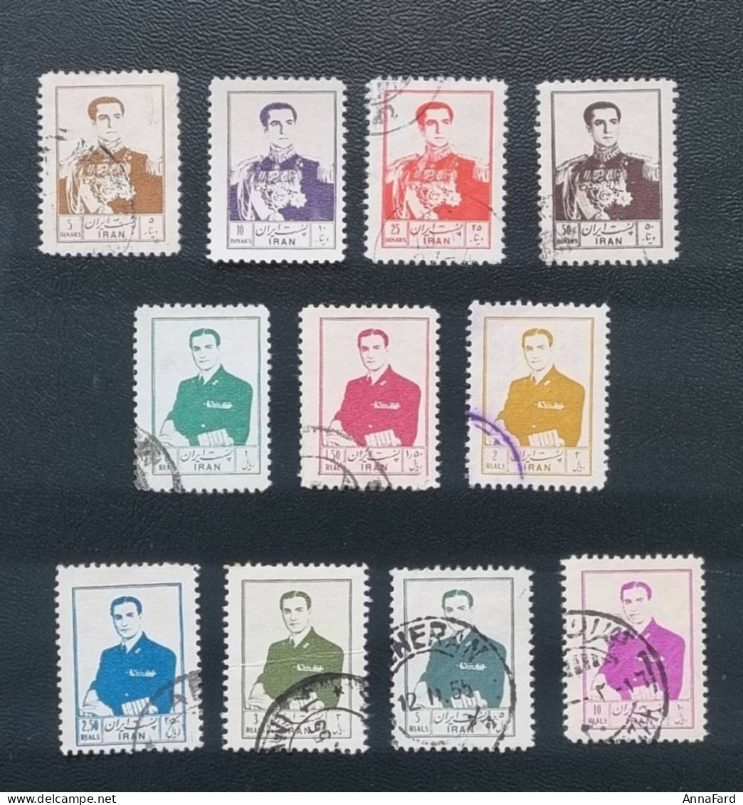 1954-1955 Iran Persia Definitives Set 5 (incomplete) Singles Used. Scott 999-1009. Pahlavi - Iran
