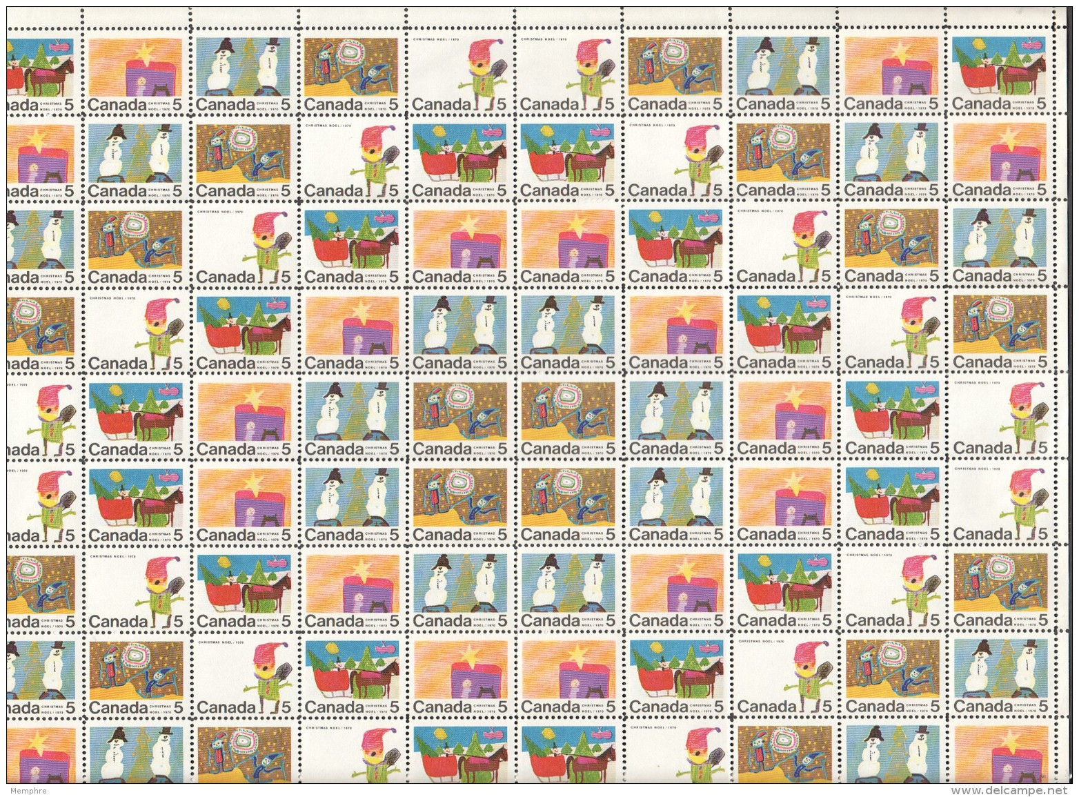 1970 Xmas Issue Sc 519-528 Two Complete MNH Sheets Of 100 - Feuilles Complètes Et Multiples