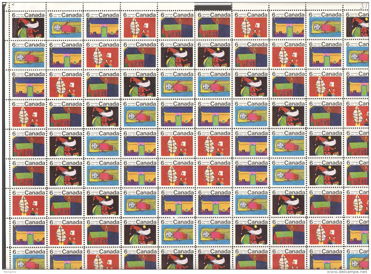 1970 Xmas Issue Sc 519-528 Two Complete MNH Sheets Of 100 - Feuilles Complètes Et Multiples