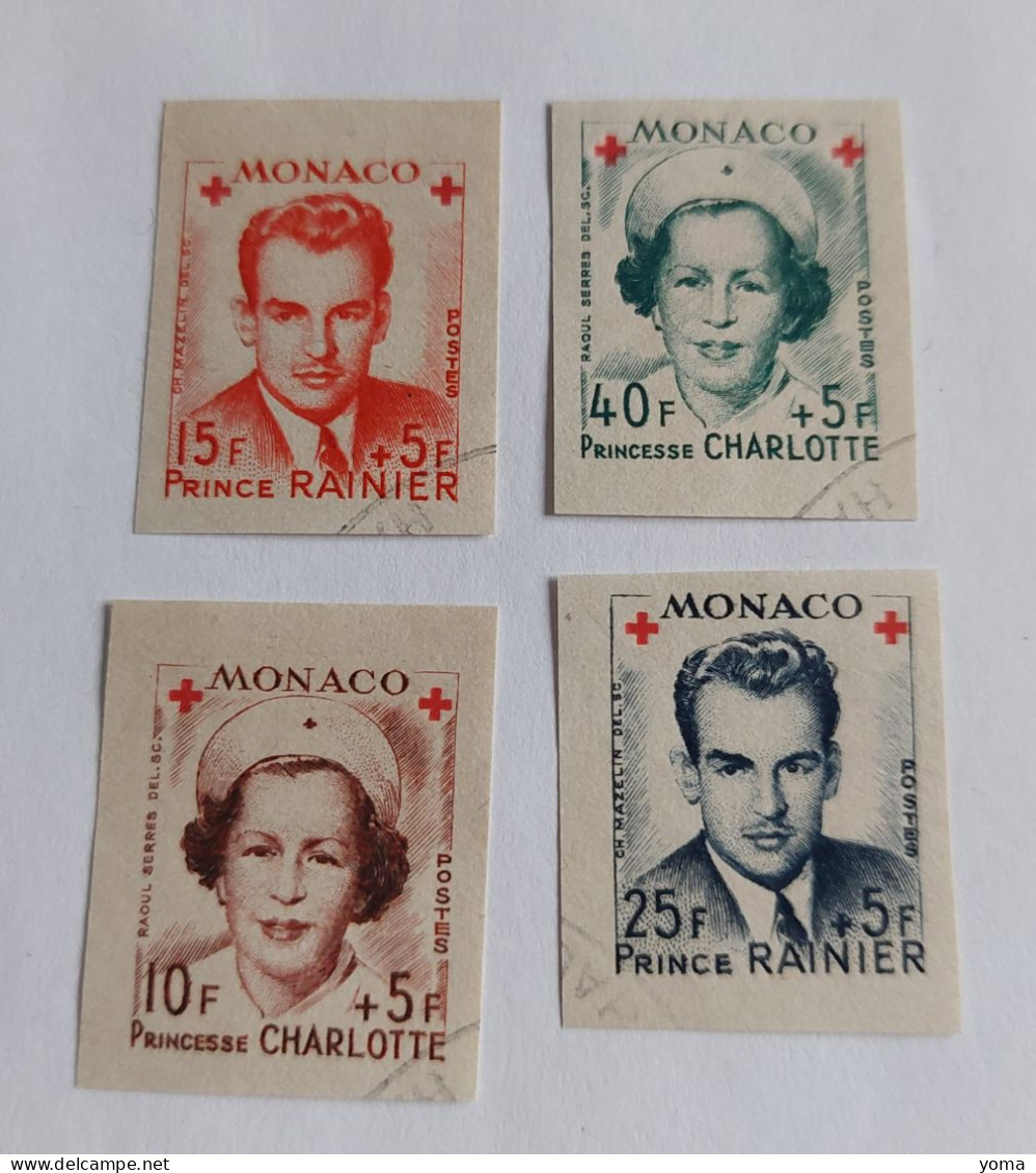 N° 334 B à 337 B       Croix Rouge  -  Princesse Charlotte Et Prince Rainier III  -  Non Dentelés - Gebraucht