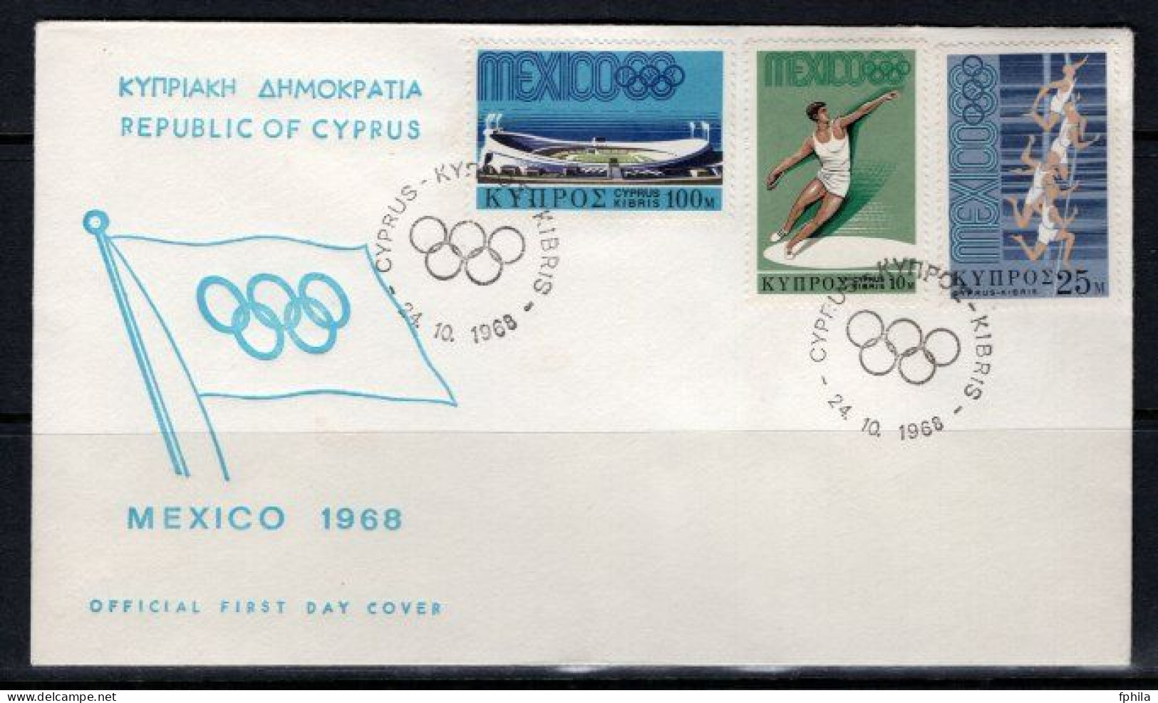 1968 CYPRUS OLYMPIC GAMES MEXICO FDC - Cartas