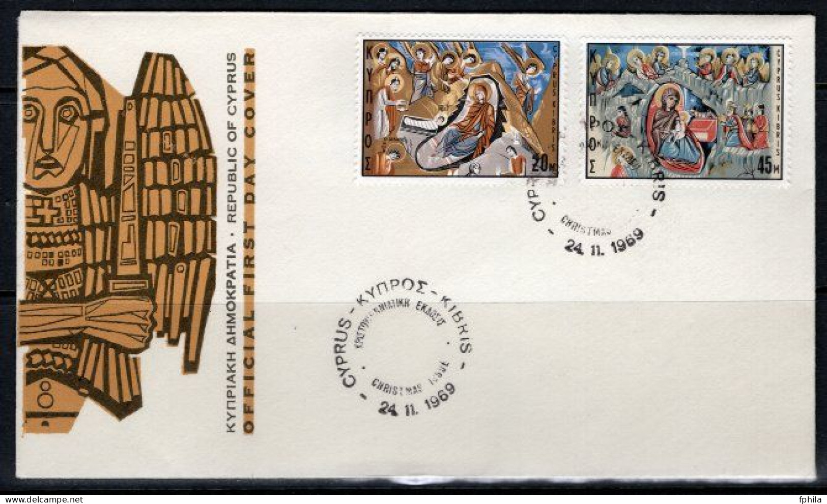 1969 CYPRUS CHRISTMAS FDC - Lettres & Documents