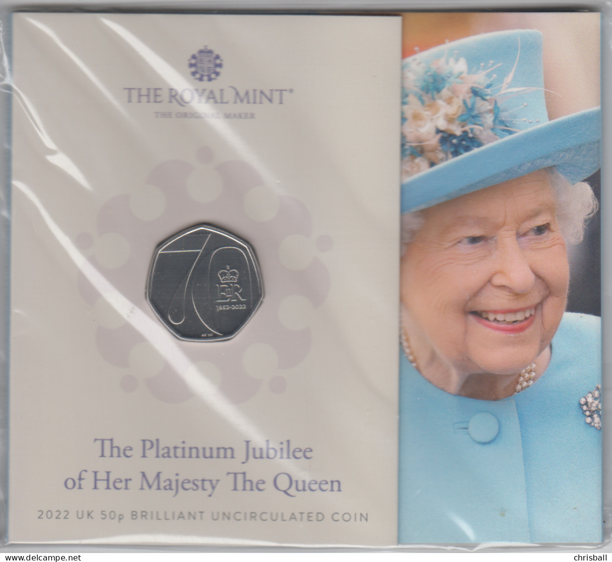 UK 50p Platinum Jubilee - BUNC Coin Royal Mint Presentation Pack - 50 Pence