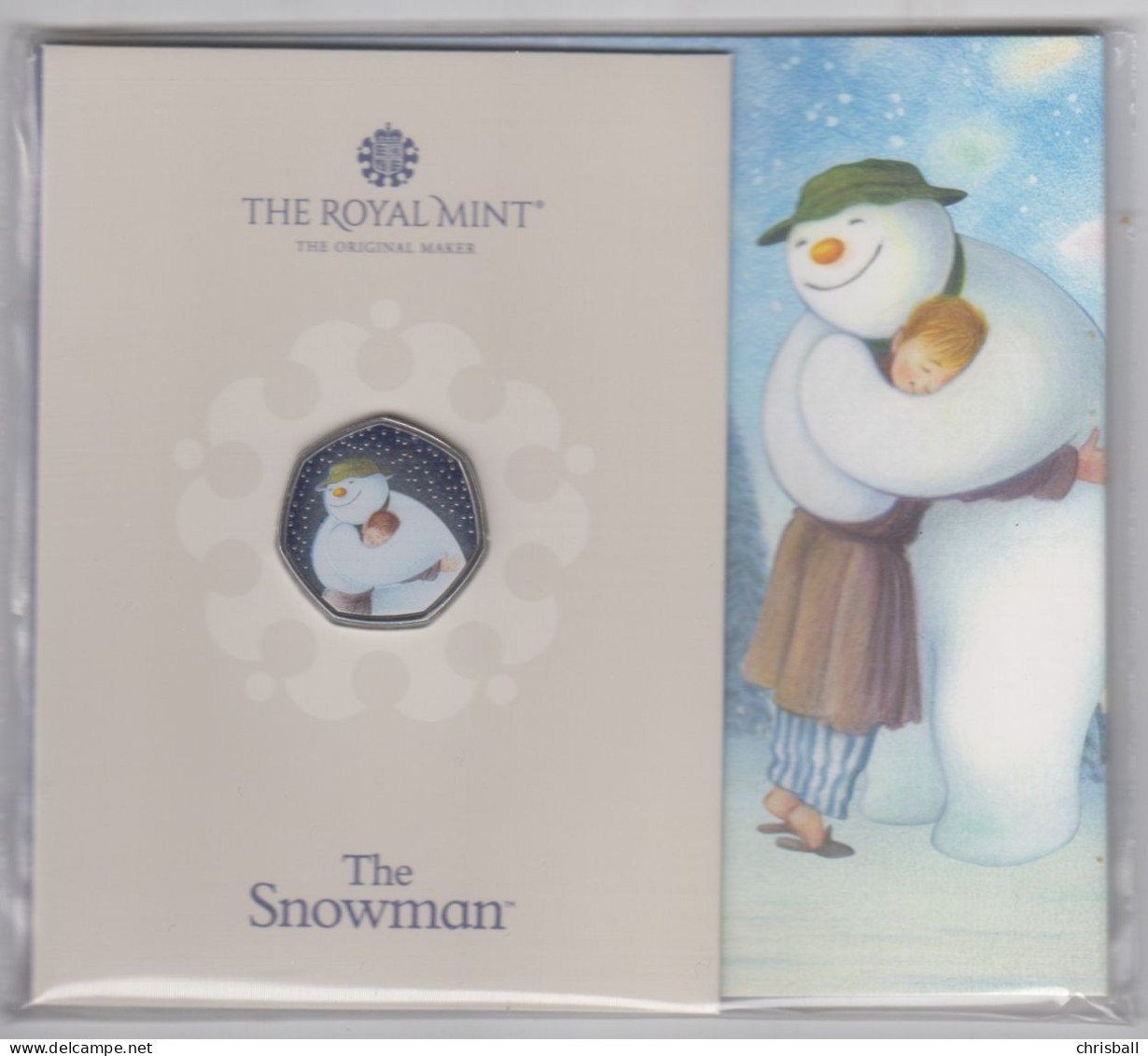 UK 50p Coin 2020 Snowman - Brilliant Coloured Uncirculated BU In Royal Mint Pres/Pack - 50 Pence