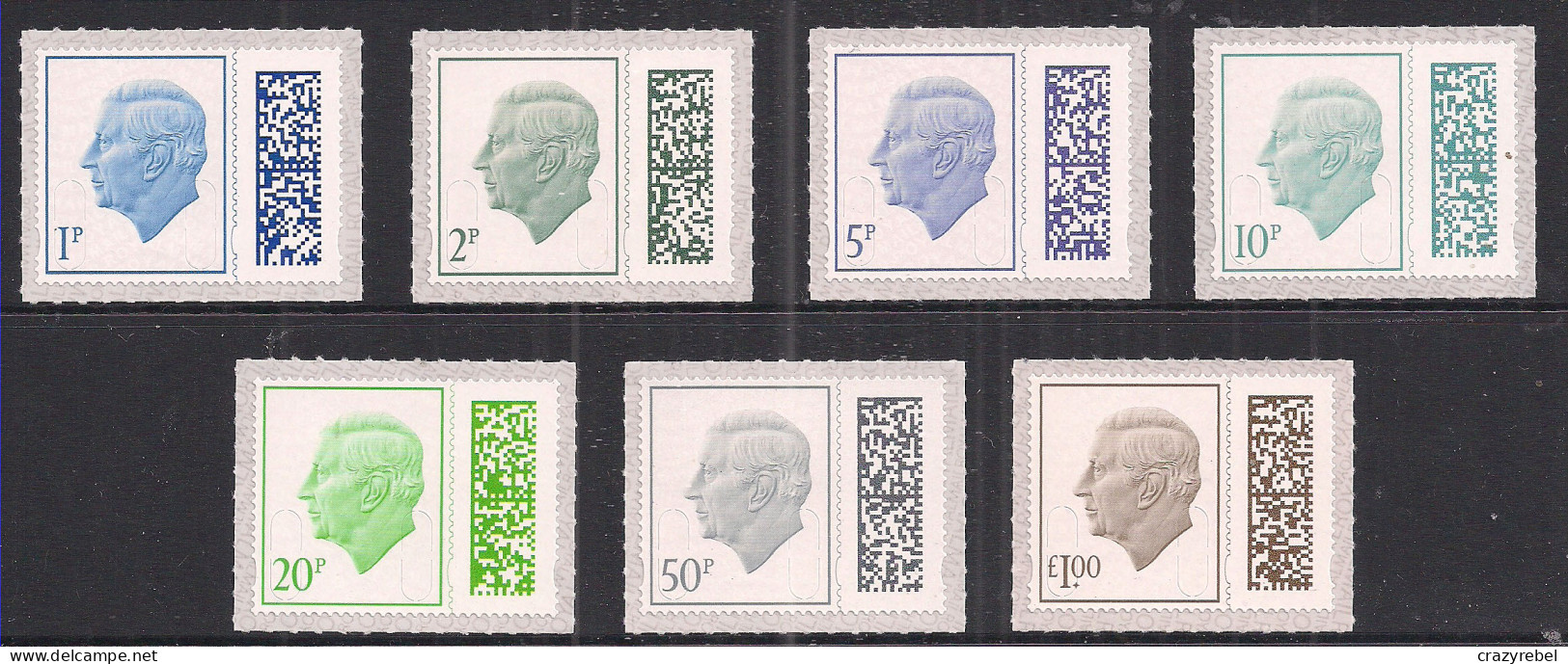 GB 2023 KC Set 7 X Low Values 1p To £1 Umm Barcode M23L ( 738 ) - Unused Stamps
