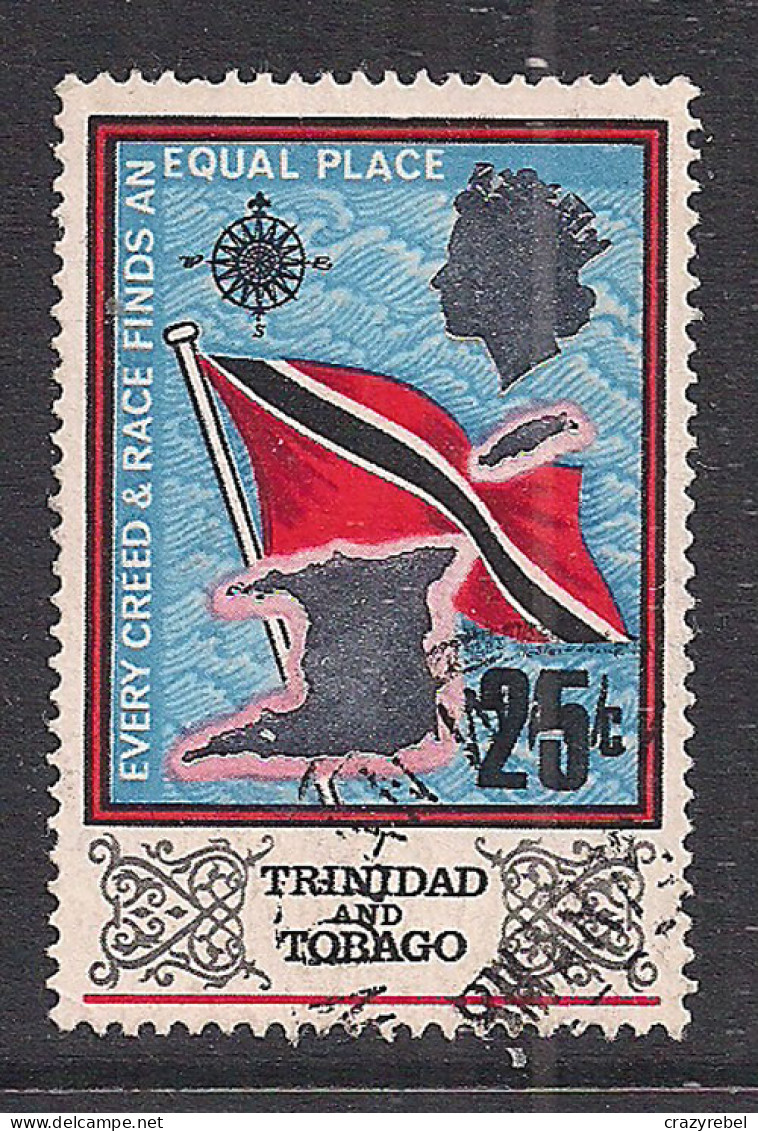 Trinidad & Tobago 1969 - 72 QE2 25ct Flag & Map Used SG 348  ( A1416 ) - Trinidad & Tobago (1962-...)