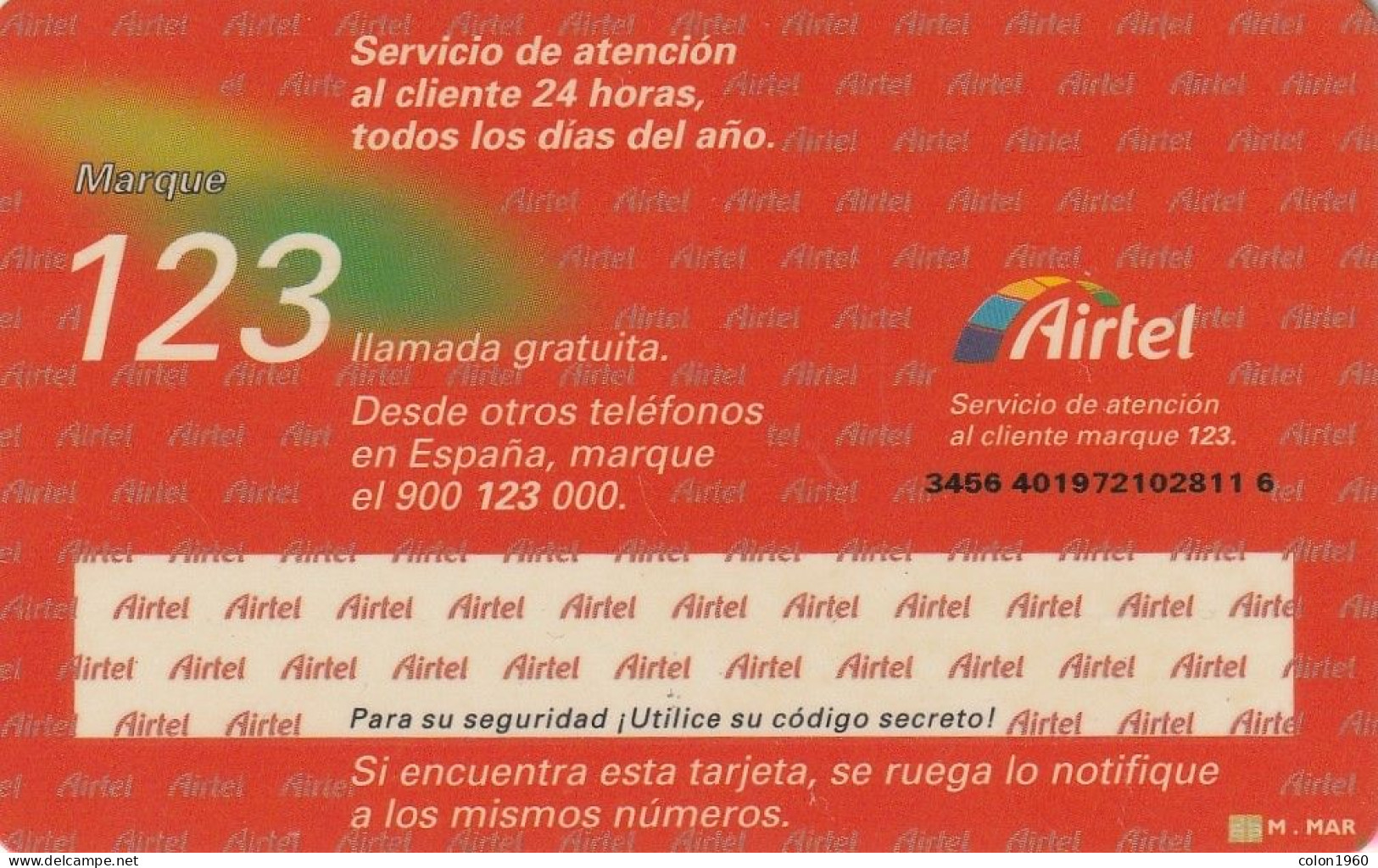 ESPAÑA. A-011. SIM 1. GSM - AIRTEL. (664). - Airtel